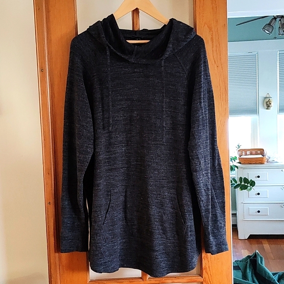 Cowl Neck Gray Hood Sweater Long Top - Picture 1 of 4